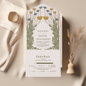 Bloemen Art Nouveau Bruiloft All In One Uitnodiging