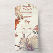  Bloemen Art Nouveau Bruiloft All In One Uitnodiging (Binnen)