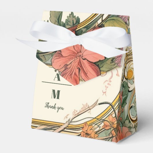  Bloemen Art Nouveau Bruiloft Bedankdoosjes (Voorkant Zijde)