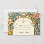 Bloemen Art Nouveau Bruiloft Bedankkaart (Voorkant)