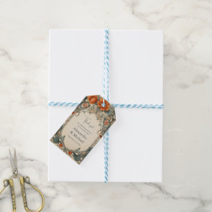 Bloemen Art Nouveau Bruiloft Cadeaulabel