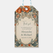 Bloemen Art Nouveau Bruiloft Cadeaulabel (Voorkant)
