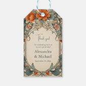 Bloemen Art Nouveau Bruiloft Cadeaulabel (Achterkant)