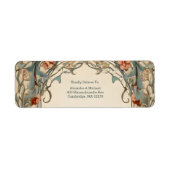 Bloemen Art Nouveau Bruiloft Etiket (Voorkant)