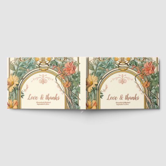  Bloemen Art Nouveau Bruiloft Gastenboek (Volledig)