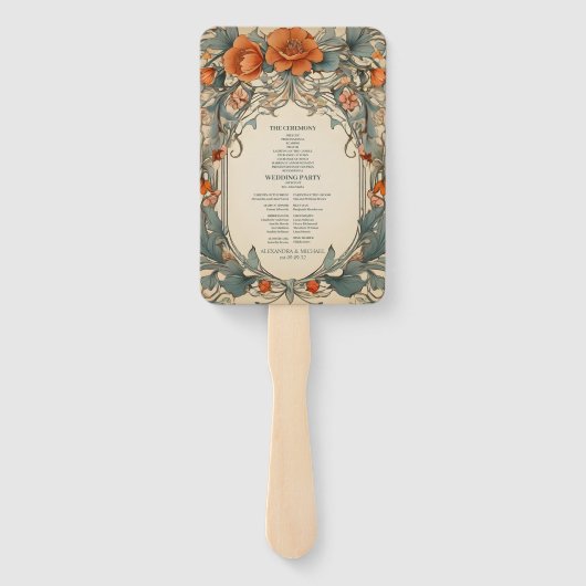  Bloemen Art Nouveau Bruiloft Handwaaier (Achterkant)