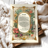  Bloemen Art Nouveau Bruiloft Informatiekaartje