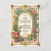 Bloemen Art Nouveau Bruiloft Informatiekaartje (Voorkant)