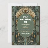 Bloemen Art Nouveau Bruiloft Kaart (Voorkant)