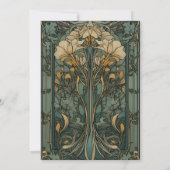 Bloemen Art Nouveau Bruiloft Kaart (Achterkant)