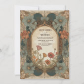 Bloemen  Art Nouveau bruiloft Kaart (Voorkant)