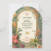  Bloemen Art Nouveau Bruiloft Kaart (Voorkant)