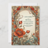  Bloemen Art Nouveau Bruiloft Kaart (Voorkant)