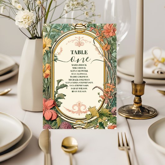 Bloemen Art Nouveau Bruiloft Kaart