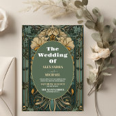 Bloemen Art Nouveau Bruiloft Kaart