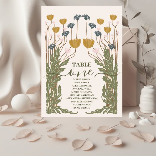 Bloemen Art Nouveau Bruiloft Kaart