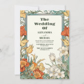  Bloemen Art Nouveau Bruiloft Kaart (Voorkant)