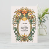 Bloemen  Art Nouveau bruiloft Kaart (Staand voorkant)