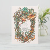 Bloemen  Art Nouveau bruiloft Kaart (Staand voorkant)