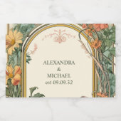 Bloemen Art Nouveau Bruiloft Likeurfles Etiket (Enkel label)