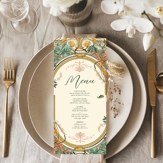  Bloemen Art Nouveau Bruiloft Menu
