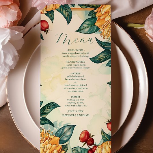 Bloemen Art Nouveau Bruiloft Menu