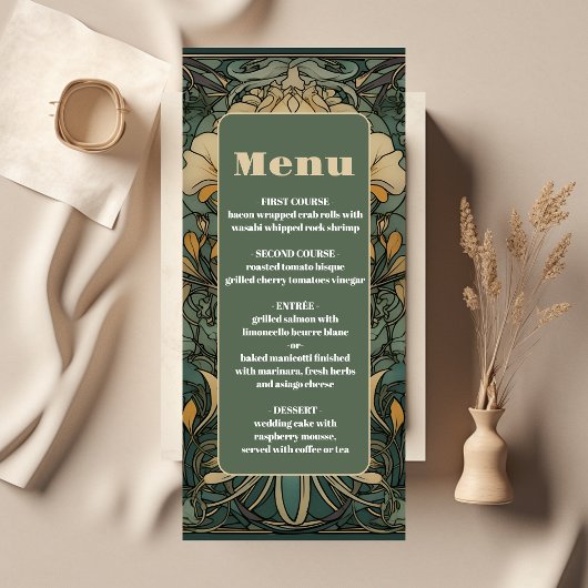  Bloemen Art Nouveau Bruiloft Menu