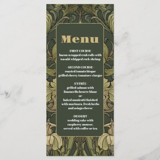  Bloemen Art Nouveau Bruiloft Menu (Voorkant)