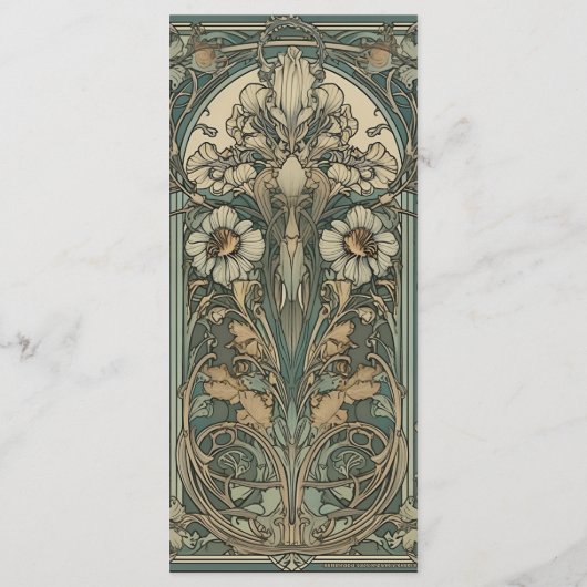  Bloemen Art Nouveau Bruiloft Menu (Achterkant)