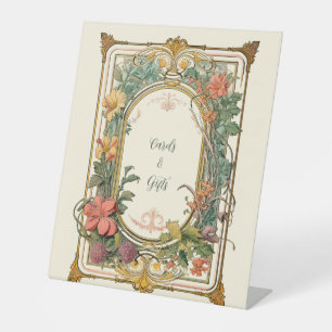  Bloemen Art Nouveau Bruiloft Reclamebord Met Voetstuk