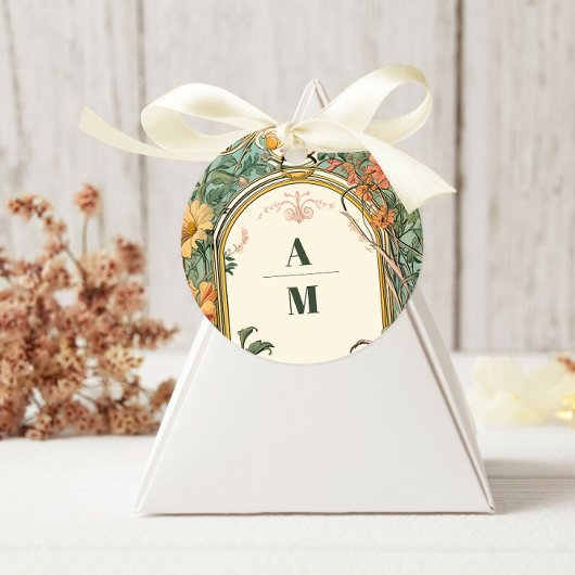  Bloemen Art Nouveau Bruiloft Ronde Sticker