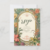  Bloemen Art Nouveau Bruiloft RSVP Kaartje (Voorkant)