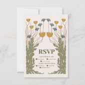  Bloemen Art Nouveau Bruiloft RSVP Kaartje (Voorkant)
