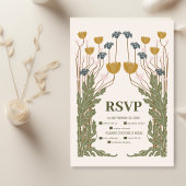Bloemen Art Nouveau Bruiloft RSVP Kaartje