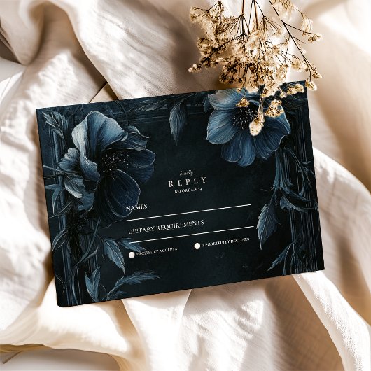  Bloemen Art Nouveau Bruiloft RSVP Kaartje