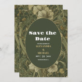  Bloemen Art Nouveau Bruiloft Save The Date (Voorkant / Achterkant)