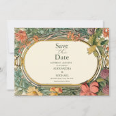  Bloemen Art Nouveau Bruiloft Save The Date (Voorkant)