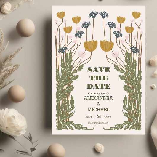  Bloemen Art Nouveau Bruiloft Save The Date