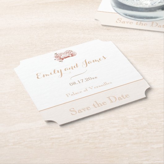  Bloemen Art Nouveau Bruiloft Save the Date Kartonnen Onderzetters (Gekanteld)