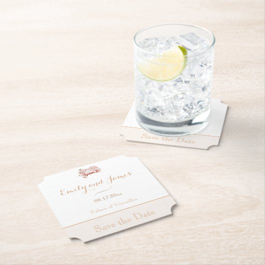  Bloemen Art Nouveau Bruiloft Save the Date Kartonnen Onderzetters (Insitu)