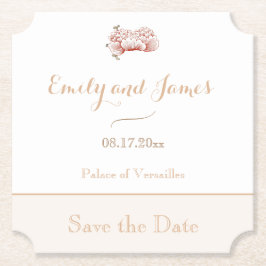  Bloemen Art Nouveau Bruiloft Save the Date Kartonnen Onderzetters