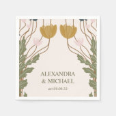  Bloemen Art Nouveau Bruiloft Servet (Voorkant)