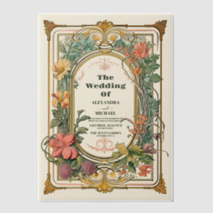  Bloemen Art Nouveau Bruiloft Vellum Uitnodigingen