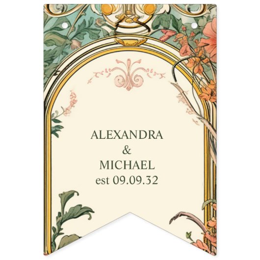  Bloemen Art Nouveau Bruiloft Vlaggetjes (Eerste vlag)