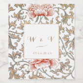 Bloemen Art Nouveau Bruiloft Wijn Etiket (Enkel label)