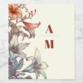Bloemen Art Nouveau Bruiloft Wijn Etiket (Enkel label)