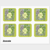 Bloemen Art Nouveau Ex-Libris Vierkante Sticker (Vel)