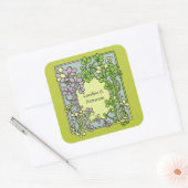 Bloemen Art Nouveau Ex-Libris Vierkante Sticker (Envelop)