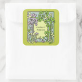 Bloemen Art Nouveau Ex-Libris Vierkante Sticker (Tas)