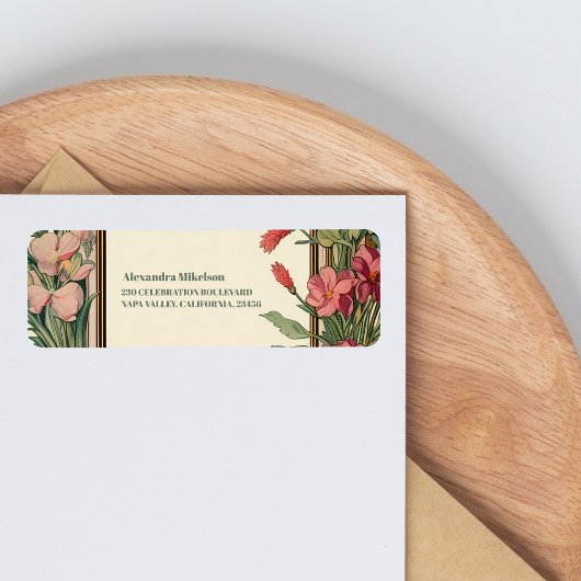  Bloemen Art Nouveau Vrijgezellenfeest Etiket